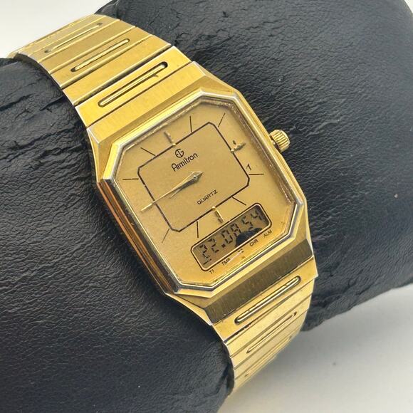 Armitron Gold Tone Octagonal Case Analog-digital Watch Working New Battery main image 5